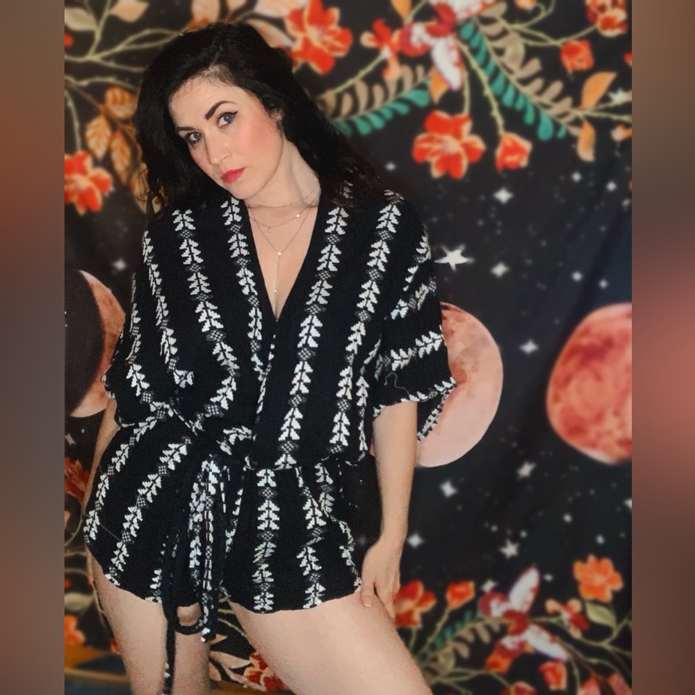 Black and White Print Romper